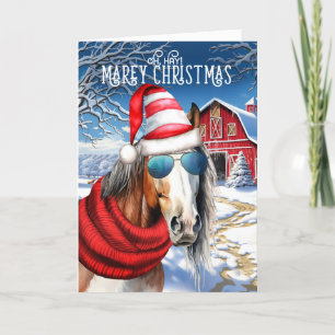 Amerikaans Verf Paard Grappig MAREy Kerstmis Feestdagen Kaart