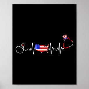 Amerikaans verpleegster, 4 juli, Amerikaanse vlag Poster