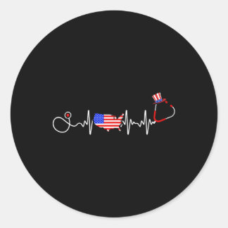 Amerikaans verpleegster, 4 juli, Amerikaanse vlag  Ronde Sticker