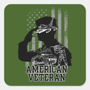 Amerikaans Veteraan Vierkante Sticker