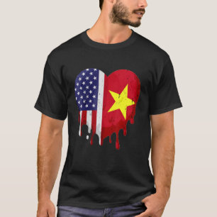 Amerikaans Vietnamees erfgoed Maand Vlag Hart T-shirt