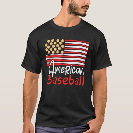 Amerikaans Vlag Baseball Team Baseball Ameri T-shirt (Voorkant)