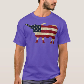 Amerikaans Vlag Longhorn Cattle T-shirt