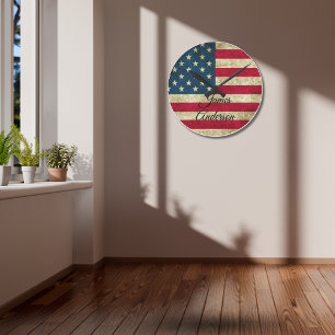  Amerikaans vlagAmerikaans patriottisme monogram Ronde Klok
