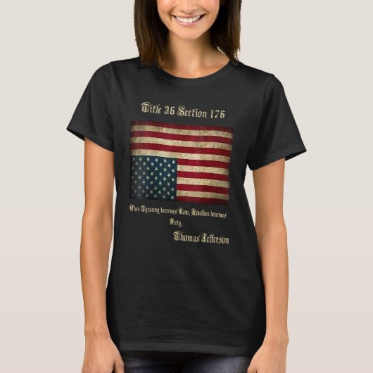 Amerikaans Vlaggengraafschap boven Thomas Jefferso T-shirt (Voorkant)