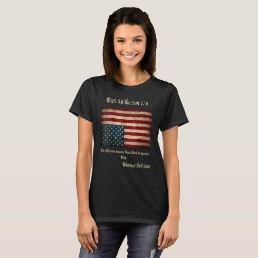 Amerikaans Vlaggengraafschap boven Thomas Jefferso T-shirt (Voorkant volledig)