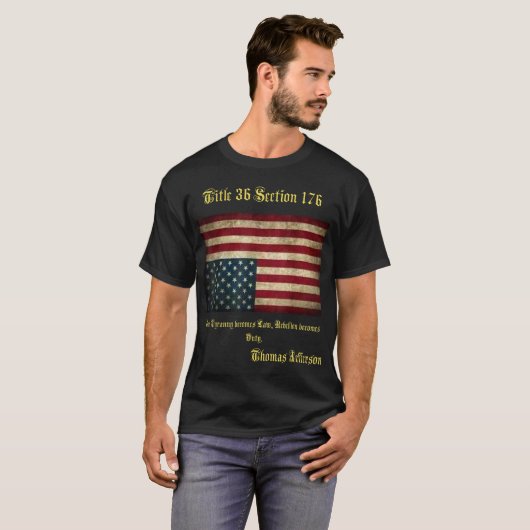Amerikaans Vlaggengraafschap boven Thomas Jefferso T-shirt (Voorkant volledig)