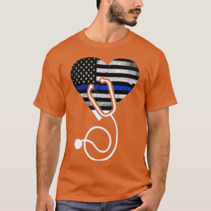 Amerikaans vlaggenhoofd met politie-opperarmzang b t-shirt