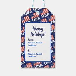 Amerikaans vlagpatroon cadeaulabel