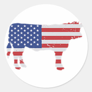 Amerikaans vlees Vlag BBQ Beef Proud Butcher Cuts Ronde Sticker
