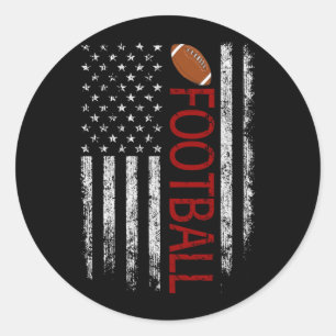 Amerikaans Voetbal Vlag Helm Vintage Rugby Bal Ronde Sticker