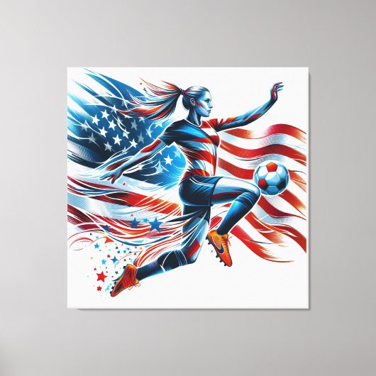 Amerikaans vrouwenvoetbal. Stretched Canvas Print (Voorkant)