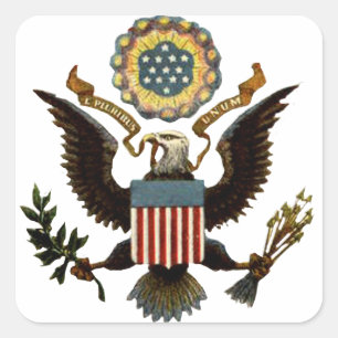 AMERIKAANS WAPEN VIERKANTE STICKER