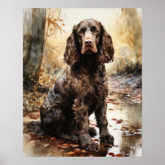Amerikaans Water Spaniel Dog Art Print Poster