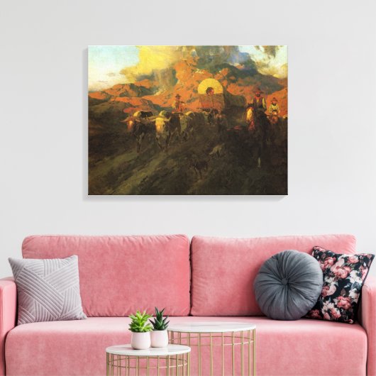  Amerikaans Westen, Overland Trail van Johnson Canvas Afdruk (Insitu (Woonkamer))
