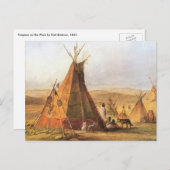 -Amerikaans Westen, Teepees op Plain door Bodmer Briefkaart (Voorkant / Achterkant)