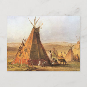 -Amerikaans Westen, Teepees op Plain door Bodmer Briefkaart