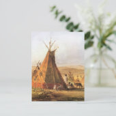 -Amerikaans Westen, Teepees op Plain door Bodmer Briefkaart (Staand voorkant)