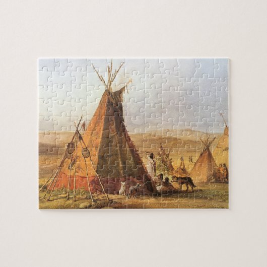 -Amerikaans Westen, Teepees op Plain door Bodmer Legpuzzel (Horizontaal)