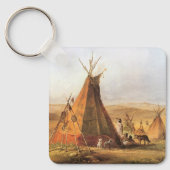 -Amerikaans Westen, Teepees op Plain door Bodmer Sleutelhanger (Voorkant)