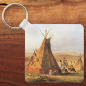 -Amerikaans Westen, Teepees op Plain door Bodmer Sleutelhanger (Voorkant)
