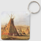 -Amerikaans Westen, Teepees op Plain door Bodmer Sleutelhanger (Achterkant)