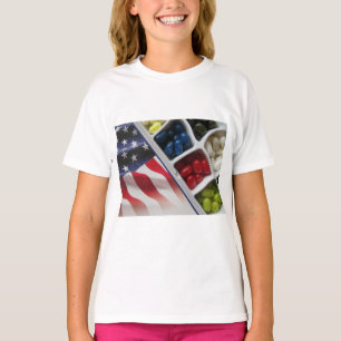 Amerikaans wit rood en blauw t-shirt