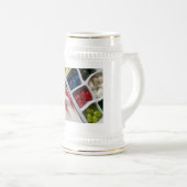 Amerikaans Wit Rood en Blauw Wit/Goud 22 oz Stein Bierpul (Voorkant rechts)