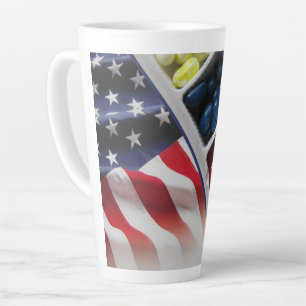 Amerikaans Wit Rood en Blauw Wit/Goud 22 oz Stein Latte Mok