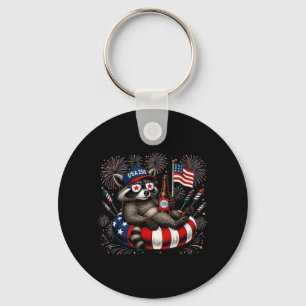 Amerikaanse 250 Patriottische Wasbeer Drinkt Bier Sleutelhanger