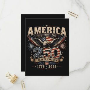 Amerikaanse 250e verjaardag Patriottisch USA 4 jul Uitnodiging Briefkaart