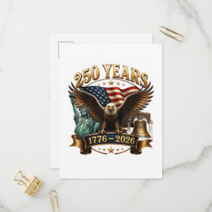 Amerikaanse 250e verjaardag USA Patriottisch 4 jul Uitnodiging Briefkaart