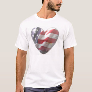 Amerikaanse 3D-hartvlag T-shirt