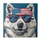 Amerikaanse 4 juli Hond #3 Tegeltje (Voorkant)