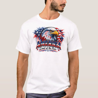 Amerikaanse Adelaar Amerika Land van de Vrijen Pat T-shirt