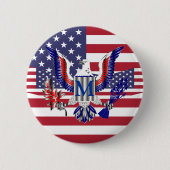 Amerikaanse adelaar en vlag ronde button 5,7 cm (Voorkant)