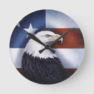 Amerikaanse adelaar en vlag ronde klok