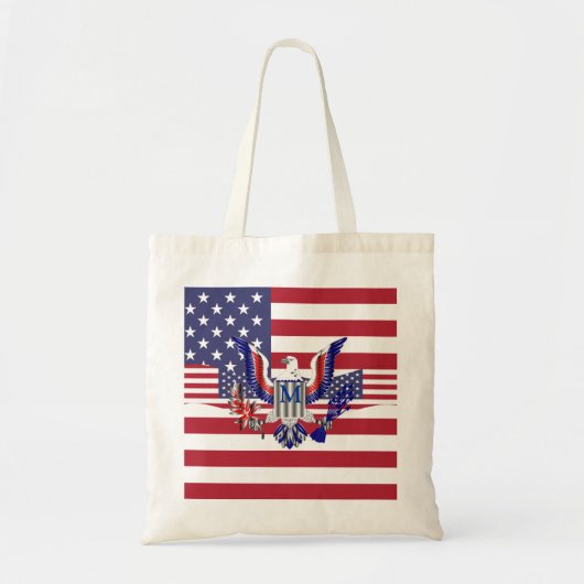 Amerikaanse adelaar en vlag tote bag (Voorkant)