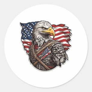 Amerikaanse adelaar met Amerikaanse vlag Ronde Sticker
