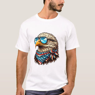 Amerikaanse adelaar met blauwe bril Luxe T-shirt