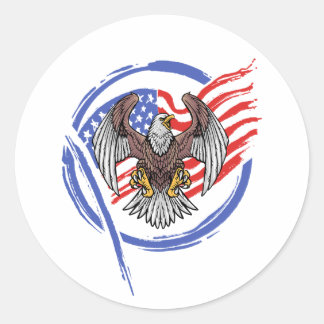  Amerikaanse Adelaar met Grunge Flag Circle Ronde Sticker