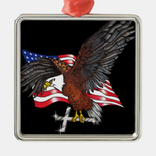 Amerikaanse adelaar met kruis metalen ornament