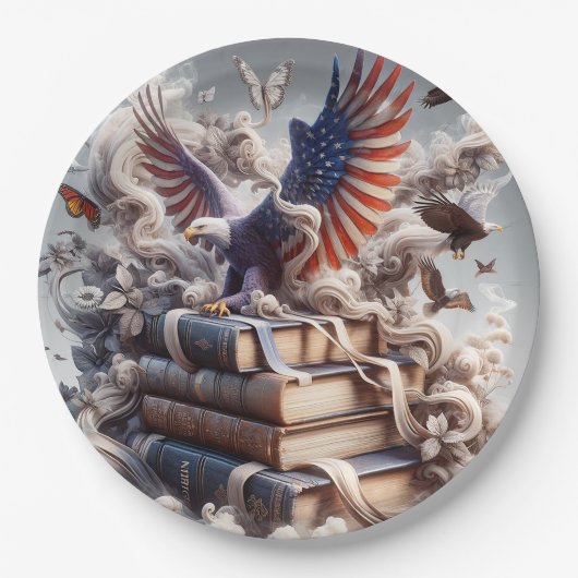 Amerikaanse adelaar papieren bordje (Voorkant)