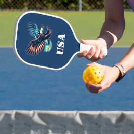 Amerikaanse Adelaar Patriottische Vlag Blauw Pickleball Paddle