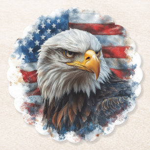 Amerikaanse Adelaar Patriottische Vlag Kunst  Kartonnen Onderzetters