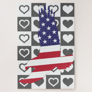 Amerikaanse adelaar Vlag Jigzaag Puzzle Hearts Legpuzzel