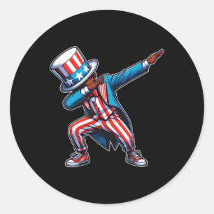 Amerikaanse Afrikaanse dabbing boy 4 juli Ronde Sticker