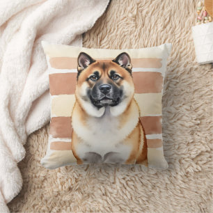 Amerikaanse Akita Aquarel Warm Streepjes Huisdier Kussen