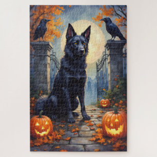 Amerikaanse Akita Gotische Begraafplaats Halloween Legpuzzel