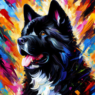 Amerikaanse Akita Hond Acryl Kunstprint Kleurrij Legpuzzel
